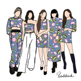 Blue Pink Lotus Floral Pichwai Digital Printed Fabric Material